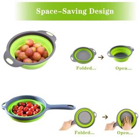 img 3 attached to Versatile Silicone Collapsible Colander Set 🍴 for Over-the-Sink Straining: Nanateer Kitchen Strainer (2 Pack)