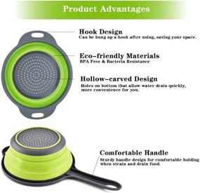 img 2 attached to Versatile Silicone Collapsible Colander Set 🍴 for Over-the-Sink Straining: Nanateer Kitchen Strainer (2 Pack)