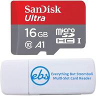 sandisk ultra 16gb micro sd memory card class 10 - совместим с canon ivy cliq+, ivy cliq и instant film camera (sdsquar-016g-gn6mn) комплект с (1) считывателем карт everything but stromboli sd & micro sd логотип