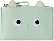 jiufeng mini wallet for women – cute cat zipper coin purse and credit card holder | small green wallet logo