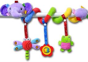 img 4 attached to 🐘 Fun and Stimulating ORZIZRO Car Seat Toys: Spiral Elephant Plush Hanging Toys for Infants, Ideal for Crib Bar, Bassinet, Stroller, and Car Seat Mobile