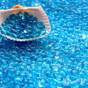 img 4 attached to 🌊 Галька из стекла WAYBER: 1 фунт (460 г) неровные стеклянные гальки для аквариумов, террариумов и декоративных ваз - озерно-синие