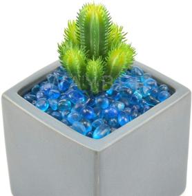 img 1 attached to 🌊 Галька из стекла WAYBER: 1 фунт (460 г) неровные стеклянные гальки для аквариумов, террариумов и декоративных ваз - озерно-синие