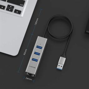 img 2 attached to Lention Ultra Slim 3-Port USB 3.0 Hub with Gigabit Ethernet Adapter Compatible with Previous Generation MacBook Air/Pro, iMac, Surface, Chromebook, and More Type A Laptops - Space Gray (Model: CB-H23s-0.5M)