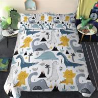 🦖 набор постельного белья с принтом динозавра twin size - милый древний животный одеяльный чехол, рисунок динозавра выполненный вручную - 3-х частный одеяльный чехол для мальчиков, детей логотип