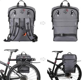 img 1 attached to 🚴 Rhinowalk Waterproof Bike Bag - 2 in 1 Pannier Backpack for Cycling, Convertible Shoulder Bag, Laptop Pannier, Professional Accessories