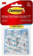 efficiently organize damage-free with command medium wire toggle hook value pack - 6 clear hooks логотип