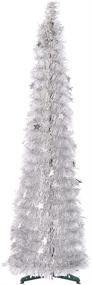 img 4 attached to CCINEE 5ft Collapsible Silver Tinsel Christmas Tree with Easy-Assembly Stand, Ideal for Holiday Party, Home, Office, Store, Classroom Decoration