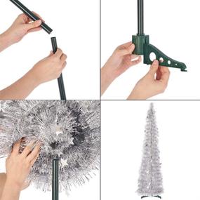 img 2 attached to CCINEE 5ft Collapsible Silver Tinsel Christmas Tree with Easy-Assembly Stand, Ideal for Holiday Party, Home, Office, Store, Classroom Decoration