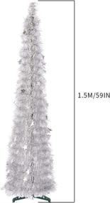 img 1 attached to CCINEE 5ft Collapsible Silver Tinsel Christmas Tree with Easy-Assembly Stand, Ideal for Holiday Party, Home, Office, Store, Classroom Decoration