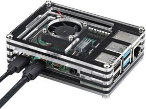 img 1 attached to 📦 GeeekPi Acrylic Case with Cooling Fan and Heatsinks for Raspberry Pi 4 Model B (Only for Pi 4) - Black and Clear