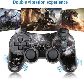 img 2 attached to CHENGDAO Wireless Controller 2 Pack: High Performance Double Shock, Motion Control for Playstation 3 - Skull + Galaxy Design