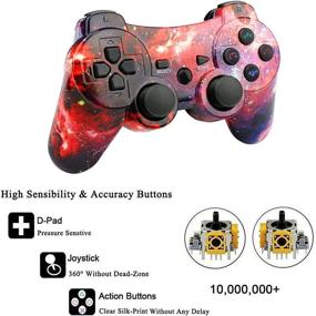 img 3 attached to CHENGDAO Wireless Controller 2 Pack: High Performance Double Shock, Motion Control for Playstation 3 - Skull + Galaxy Design