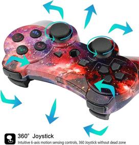 img 1 attached to CHENGDAO Wireless Controller 2 Pack: High Performance Double Shock, Motion Control for Playstation 3 - Skull + Galaxy Design