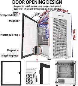 img 2 attached to MOROVOL MESH Micro-ATX Tower: Premium ARGB Fans, USB 3.0 Ports, Tempered Glass Panel, Gaming PC Case (White)