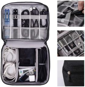 img 2 attached to 🔌 May Chen Electronic Organizer: Ultimate Cable Organizer for Travel - Secure Storage for Chargers, Cables, Phone, USB, SD Card (Two-Layer-Black)