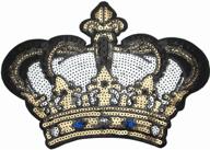 👑 dandan diy large crown embroidered patch with sequins - sew-on/iron-on patch applique for clothes, curtains, sewing, floral applique - home & wedding party decoration, diy accessory (crown) logo