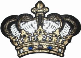 img 4 attached to 👑 Dandan DIY Large Crown Embroidered Patch with Sequins - Sew-on/Iron-on Patch Applique for Clothes, Curtains, Sewing, Floral Applique - Home & Wedding Party Decoration, DIY Accessory (Crown)