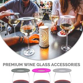 img 2 attached to 🍷 Amethyst Moon: Premium Wine Glass Covers Set of 5 + 2 Bottle Stoppers for Outdoor Protection against Bugs - Ventilated Silicone & Stainless Steel Mug Cover Lid Set for Tumblers - Bug Fly Lids for Glasses