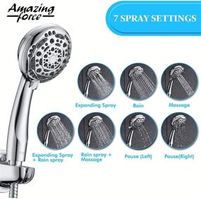 img 3 attached to 🚿 High-Pressure Handheld and Rain Shower Head Combo with 7 Settings, Stainless Steel Extra Long Shower Hose, Chrome Finish - Amazing Force Shower System 2 in 1, 1.8 GPM