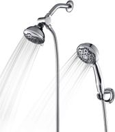 🚿 high-pressure handheld and rain shower head combo with 7 settings, stainless steel extra long shower hose, chrome finish - amazing force shower system 2 in 1, 1.8 gpm logo