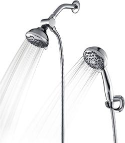 img 4 attached to 🚿 High-Pressure Handheld and Rain Shower Head Combo with 7 Settings, Stainless Steel Extra Long Shower Hose, Chrome Finish - Amazing Force Shower System 2 in 1, 1.8 GPM