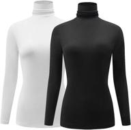 👚 klotho women's lightweight thermal turtleneck tops with soft long sleeve - casual shirts logo