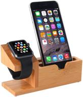 📱 convenient apple watch stand usb charging stand with 3 usb ports and bamboo wood dock station for apple watch and iphone - compatible with apple watch se/6/5/4/3/2/1 iphone 12/11 pro max/x/xs/xr/xs logo