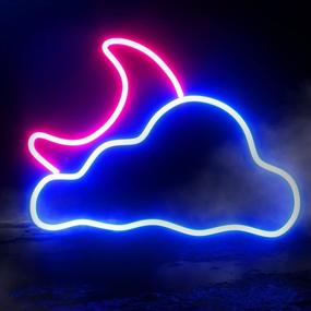 img 4 attached to 🌙 Koicaxy Neon Sign with Acrylic Moon Cloud LED Lights - Battery/USB Powered for Wall Decor, Ideal for Bedroom, Kids Room, Living Room, Bar, Party, Christmas, Wedding