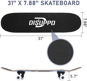 img 3 attached to 🛹 DISUPPO 31" x 8" Complete Canadian Maple Skateboard for Beginners - High-Quality Double Kickboard for Adults, Kids, and Teens