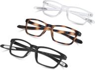 👓 loycco 3 pack blue light blocking reading glasses - tr90 square computer neck hanging readers with anti glare filter for men and women logo