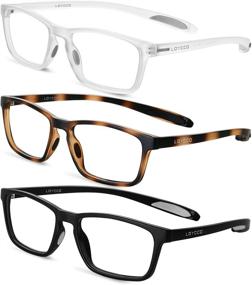 img 3 attached to 👓 Loycco 3 Pack Blue Light Blocking Reading Glasses - TR90 Square Computer Neck Hanging Readers with Anti Glare Filter for Men and Women