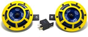 img 3 attached to 📢 Hella H31000001 Sharptone Twin Horn Kit with Yellow Grill - High/Low Tone, 12V, Includes Relay