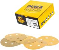 🪚 dura-gold premium 5" gold sanding discs variety pack - 50 dustless hook and loop finishing sandpaper discs for woodworking or automotive (5-hole, box included) logo