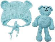 🐻 ecyc baby bear hat beanie with bear dolls photography accessories - adorable blue newborn essential logo