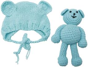 img 4 attached to 🐻 ECYC Baby Bear Hat Beanie with Bear Dolls Photography Accessories - Adorable Blue Newborn Essential