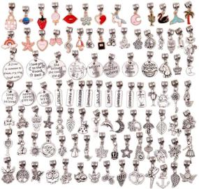 img 1 attached to 📿 Versatile 100-Piece Bracelet Dangle Charms Spacer Beads: Ideal for Jewelry Making, Inspirational Necklaces, Pendant Bails, Connectors | Gold Plated Enamel, Tibetan Antique Silver | Assorted Mix (100pcs)