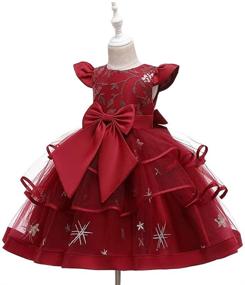 img 3 attached to Embroidered Bowknot Birthday Dresses for Girls - MYRISAM Girls' Clothing