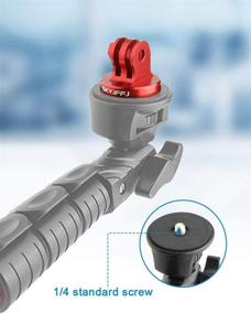 img 1 attached to Red Aluminum Tripod Mount Adapter Attachment Bolt for GoPro Hero 9, DJI OSMO: Enhancing Action Camera Compatibility with Monopod Mount, CNC Thumbscrew Included