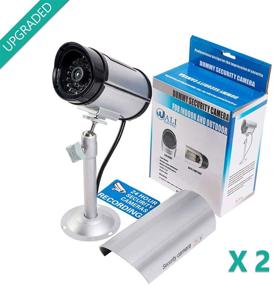 img 3 attached to 📷 WALI TC-S2 Bullet Dummy Fake Surveillance Security CCTV Dome Camera with LED Light - Indoor & Outdoor Protection, 2-Pack Silver + Bonus Security Alert Sticker Decals