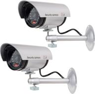📷 wali tc-s2 bullet dummy fake surveillance security cctv dome camera with led light - indoor & outdoor protection, 2-pack silver + bonus security alert sticker decals logo