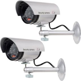 img 4 attached to 📷 WALI TC-S2 Bullet Dummy Fake Surveillance Security CCTV Dome Camera with LED Light - Indoor & Outdoor Protection, 2-Pack Silver + Bonus Security Alert Sticker Decals
