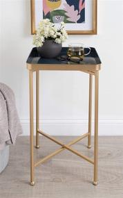 img 3 attached to Modern Square Tray Side Table with Storage and Display - Kate and Laurel Celia, 14 x 14 x 26, Navy Blue and Gold, Foldable Metal Accent Table