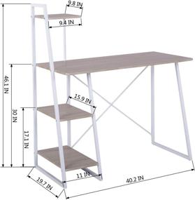 img 3 attached to 📚 Modern Simple Study Desk CozyCasa Computer Desk with 3-Tier Shelf for Small Home Office, PC Gaming, Laptop Notebook, Workstation, Bedroom Desk for Teens - Metal Leg, Oak White