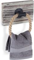 🛀 mygift rustic-industrial wall-mounted torched wood & rope towel ring: stylish and functional bathroom accessory logo
