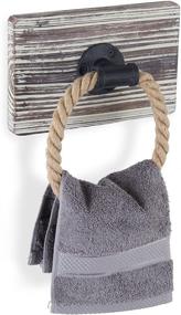 img 4 attached to 🛀 MyGift Rustic-Industrial Wall-Mounted Torched Wood & Rope Towel Ring: Stylish and Functional Bathroom Accessory