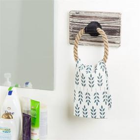 img 1 attached to 🛀 MyGift Rustic-Industrial Wall-Mounted Torched Wood & Rope Towel Ring: Stylish and Functional Bathroom Accessory
