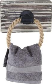 img 3 attached to 🛀 MyGift Rustic-Industrial Wall-Mounted Torched Wood & Rope Towel Ring: Stylish and Functional Bathroom Accessory