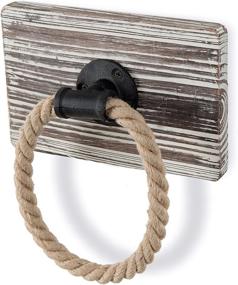img 2 attached to 🛀 MyGift Rustic-Industrial Wall-Mounted Torched Wood & Rope Towel Ring: Stylish and Functional Bathroom Accessory