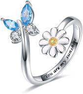 925 sterling silver adjustable butterfly daisy ring logo